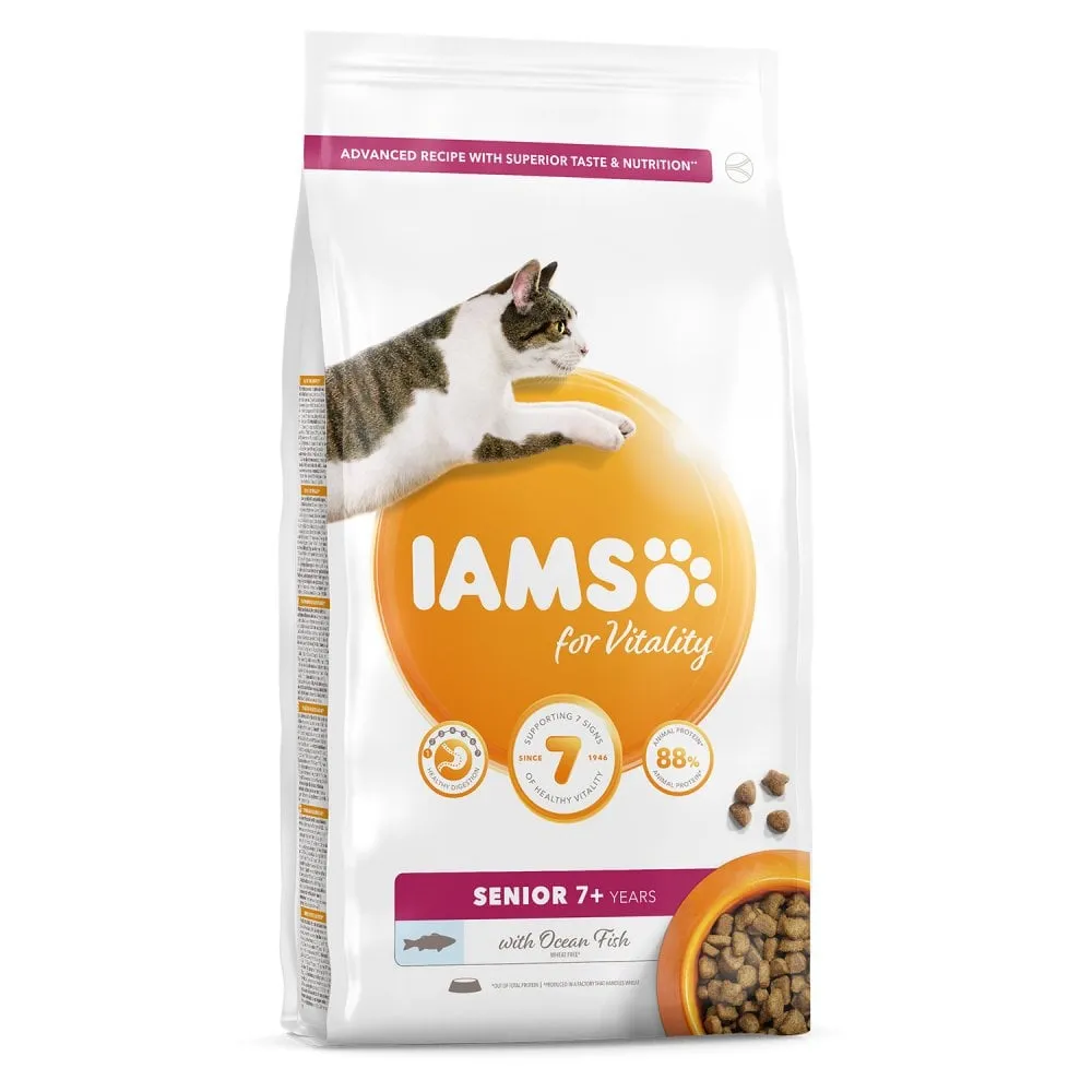 Iams Senior Vitality Dry Cat Food with Ocean Fish