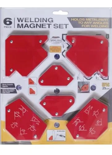 Indian Trader Welding Magnet Set, 6 Pieces, X-Shaped Metal Sheeting, Red