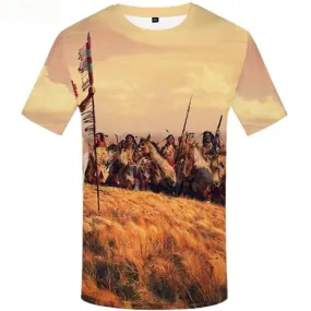 Indians T-shirt Men Character Tshirt Anime Sky Shirt Print Tribe T-shirts 3d War T-shirts Graphic Short Sleeve summer Men