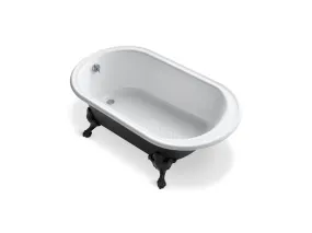 Iron Works Historic 66" Enameled Cast Iron Freestanding Bathtub in White and Black