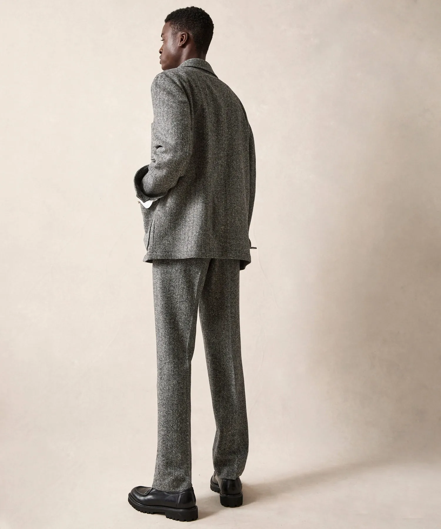 Italian Donegal Tailored Chore Coat in Grey Herringbone