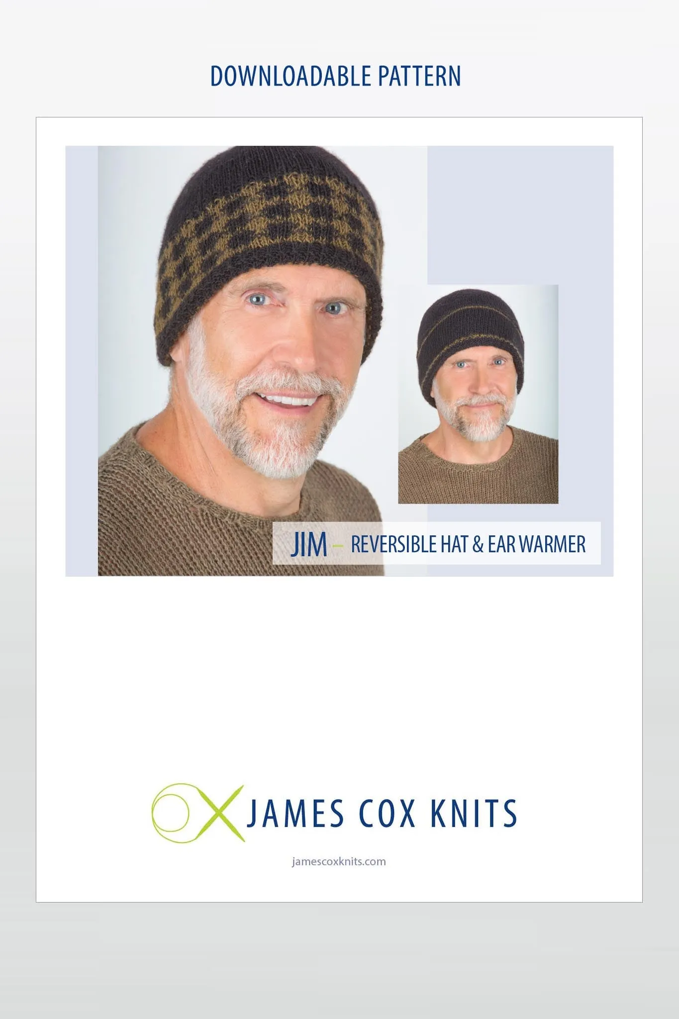 Jim Reversible Hat / Ear Warmer Designer Knitting Pattern