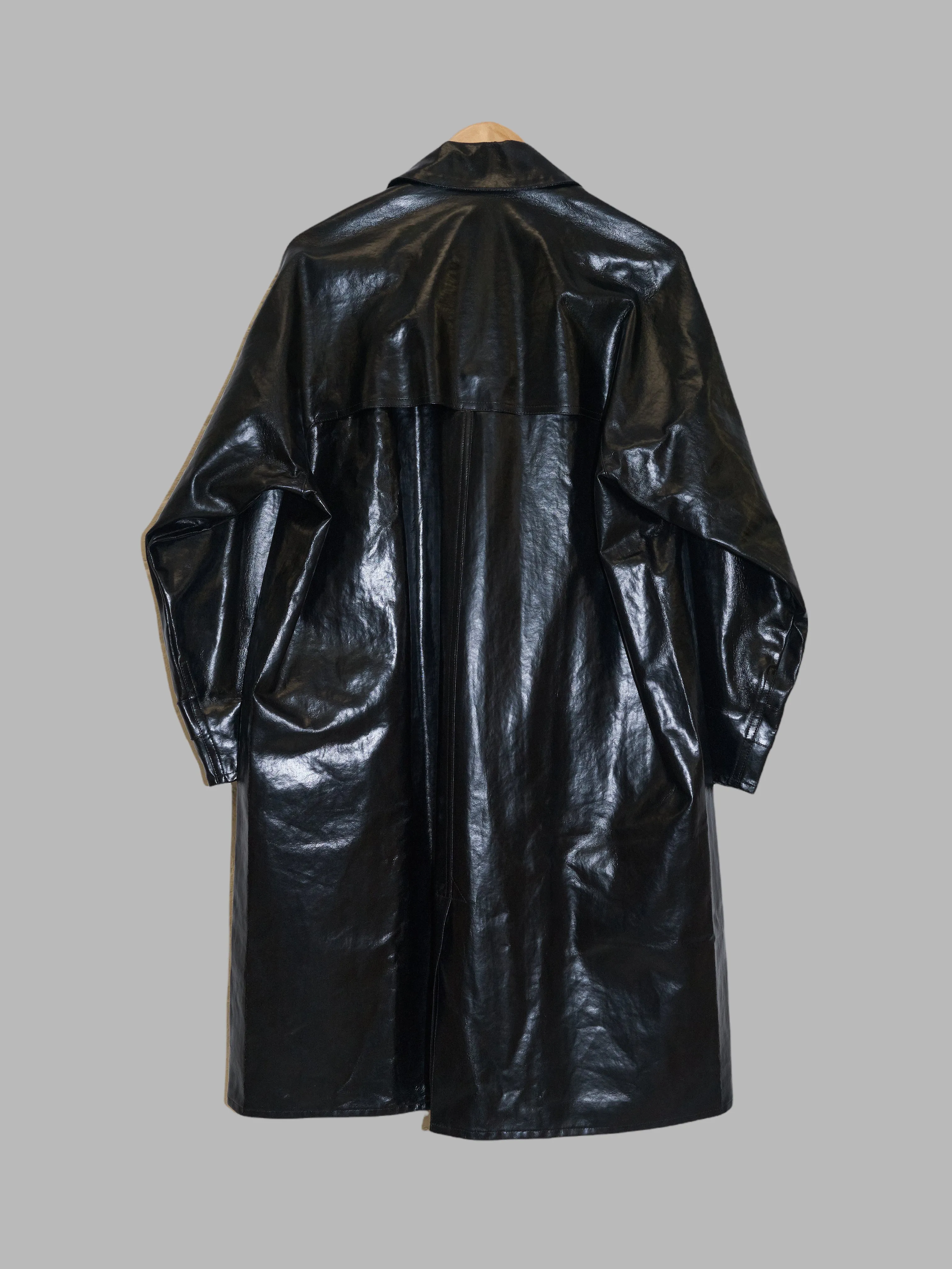 Junya Watanabe Comme des Garcons 1998 black vinyl covered placket coat