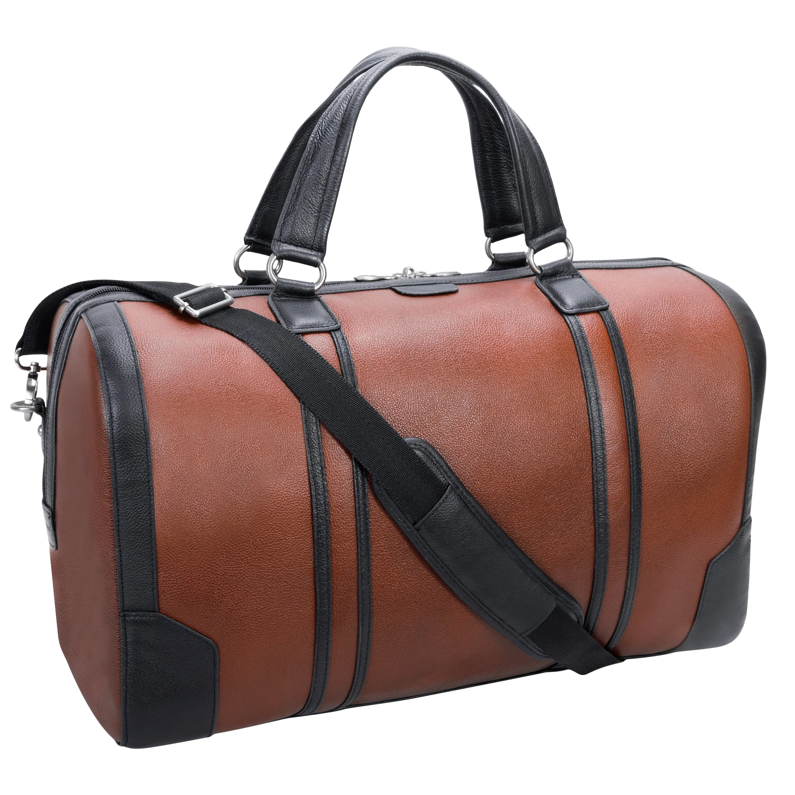 KINZIE | Leather Two-Tone Carry-All Tablet Duffel