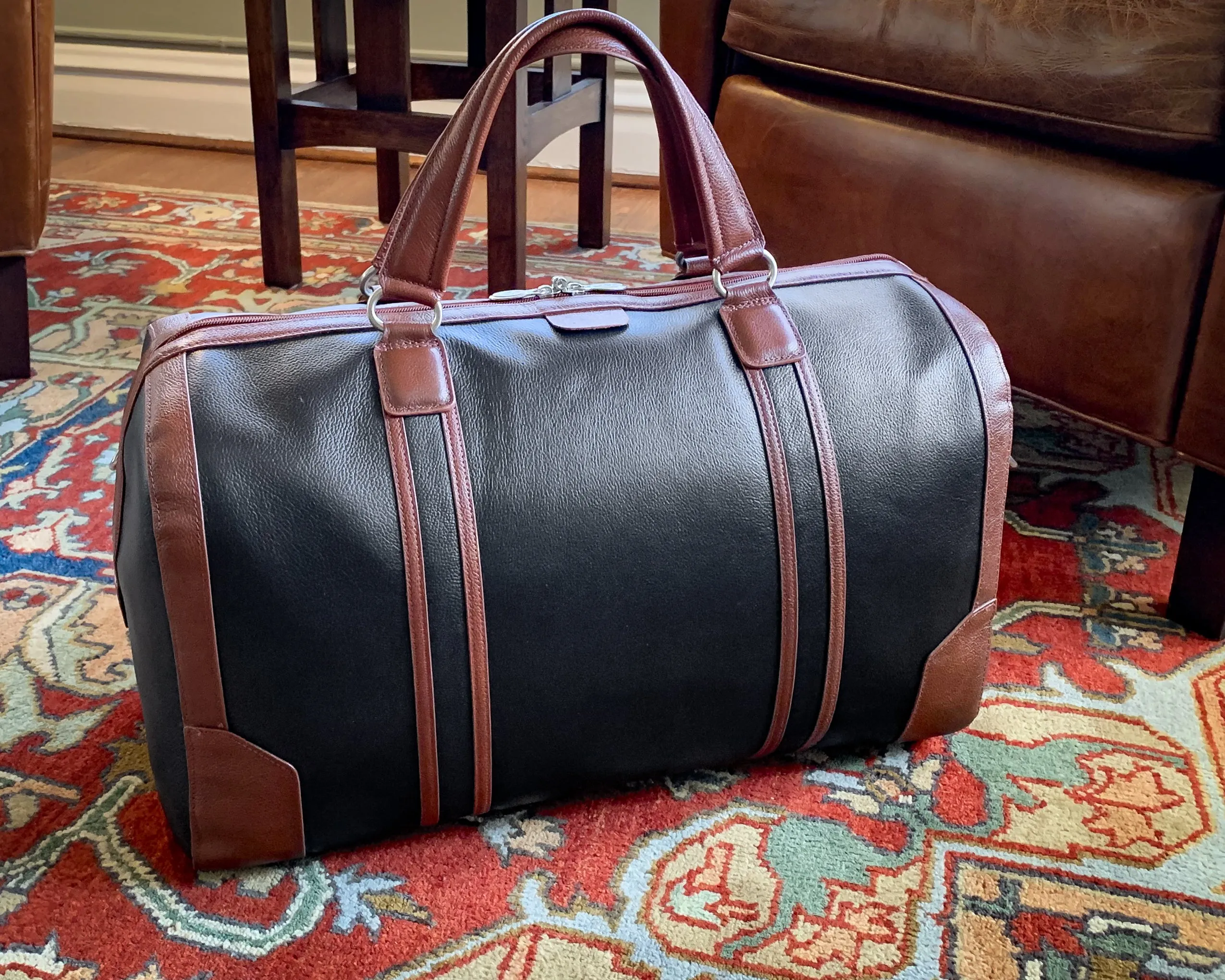 KINZIE | Leather Two-Tone Carry-All Tablet Duffel