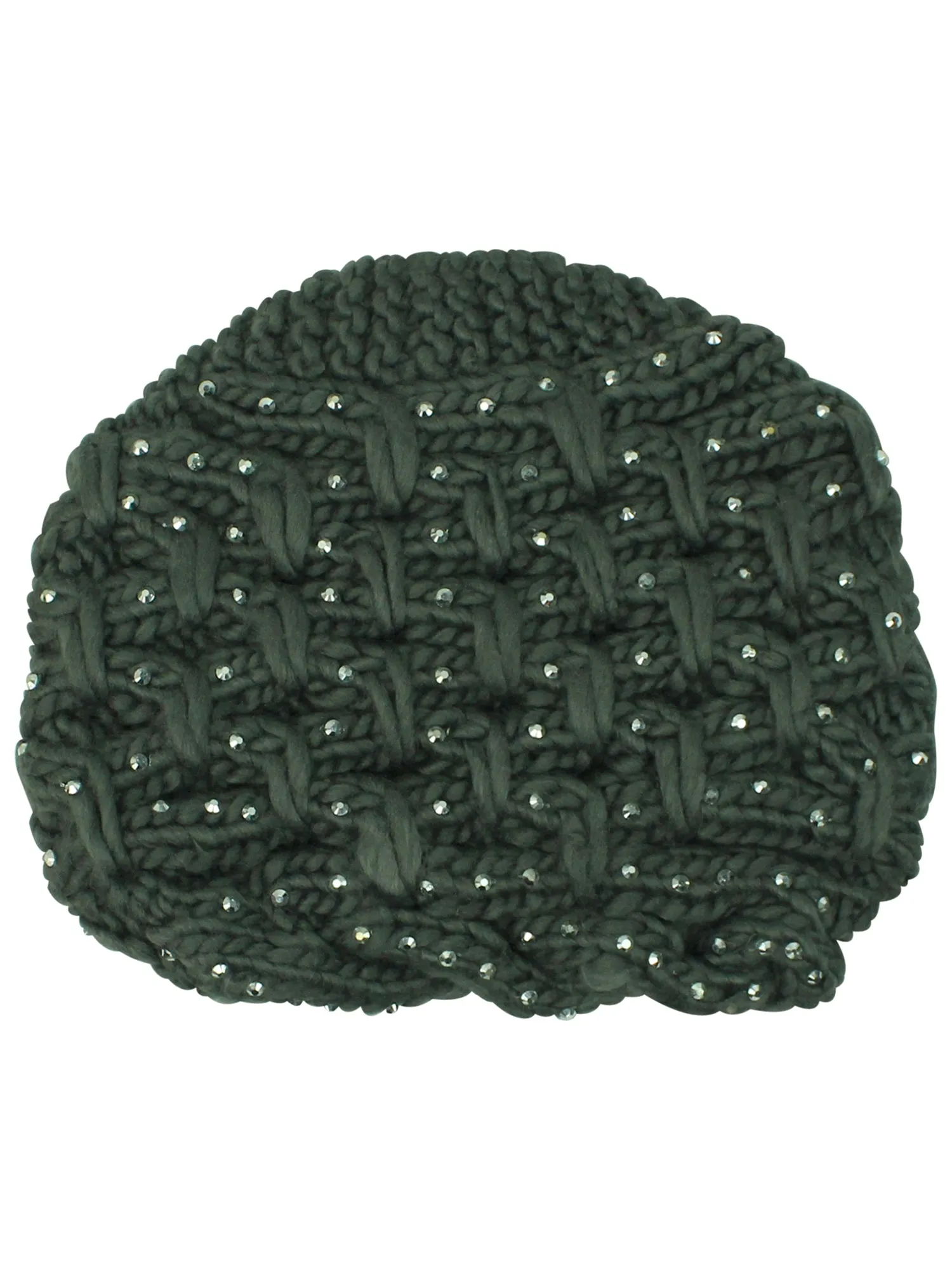 Knit Beanie Cap Hat With Rhinestones