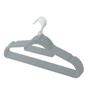 Kuber Industries Velvet Cloth Hanger Set of 5|Dress Coat Jacket Clothes Hangers|Chromed Plated Steel Hook (Grey)