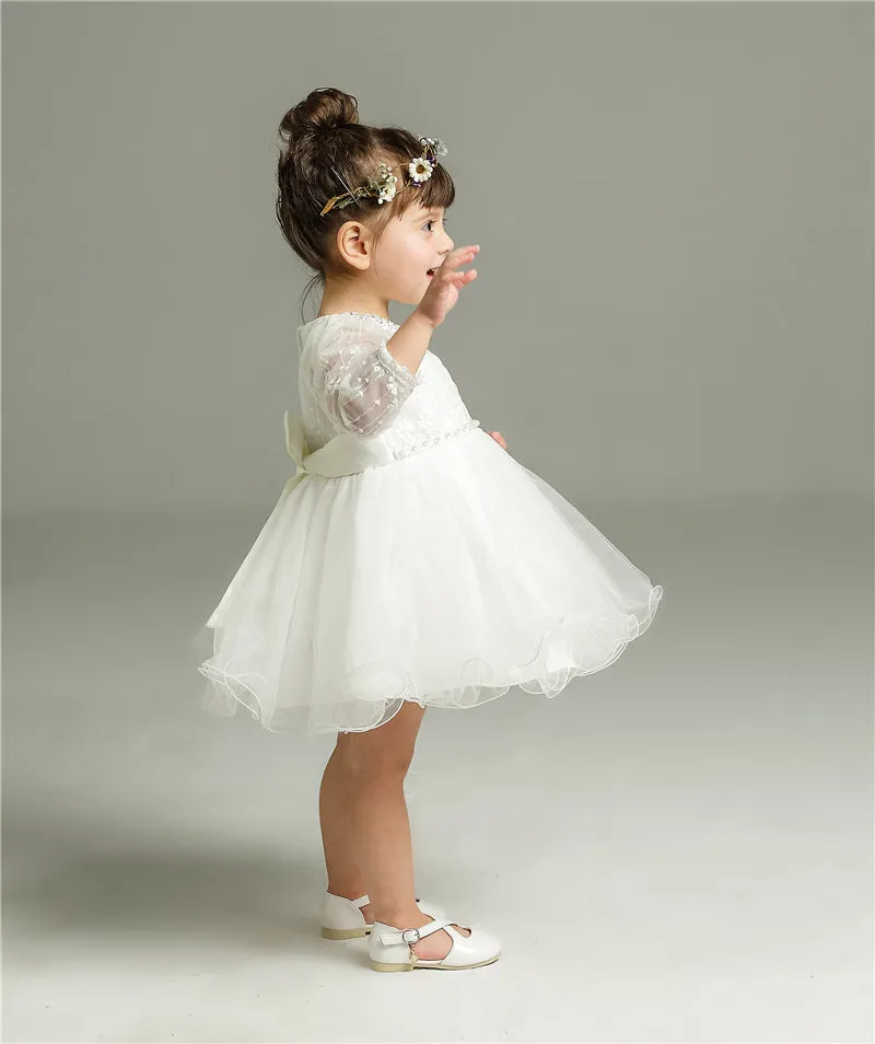 Lace Beaded Christening Dress (3M-24M)