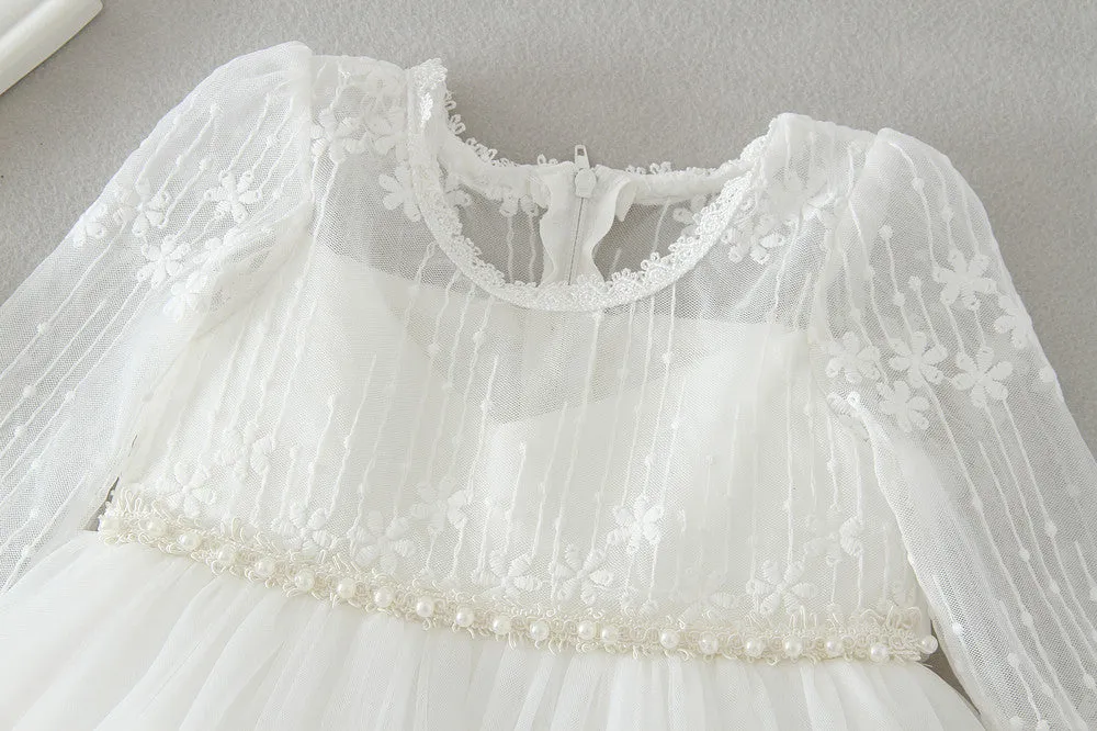 Lace Beaded Christening Dress (3M-24M)