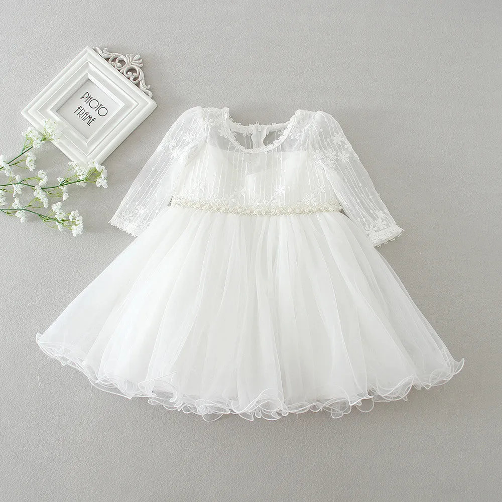 Lace Beaded Christening Dress (3M-24M)