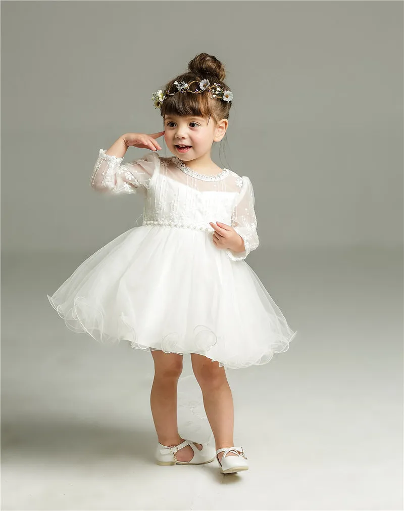 Lace Beaded Christening Dress (3M-24M)