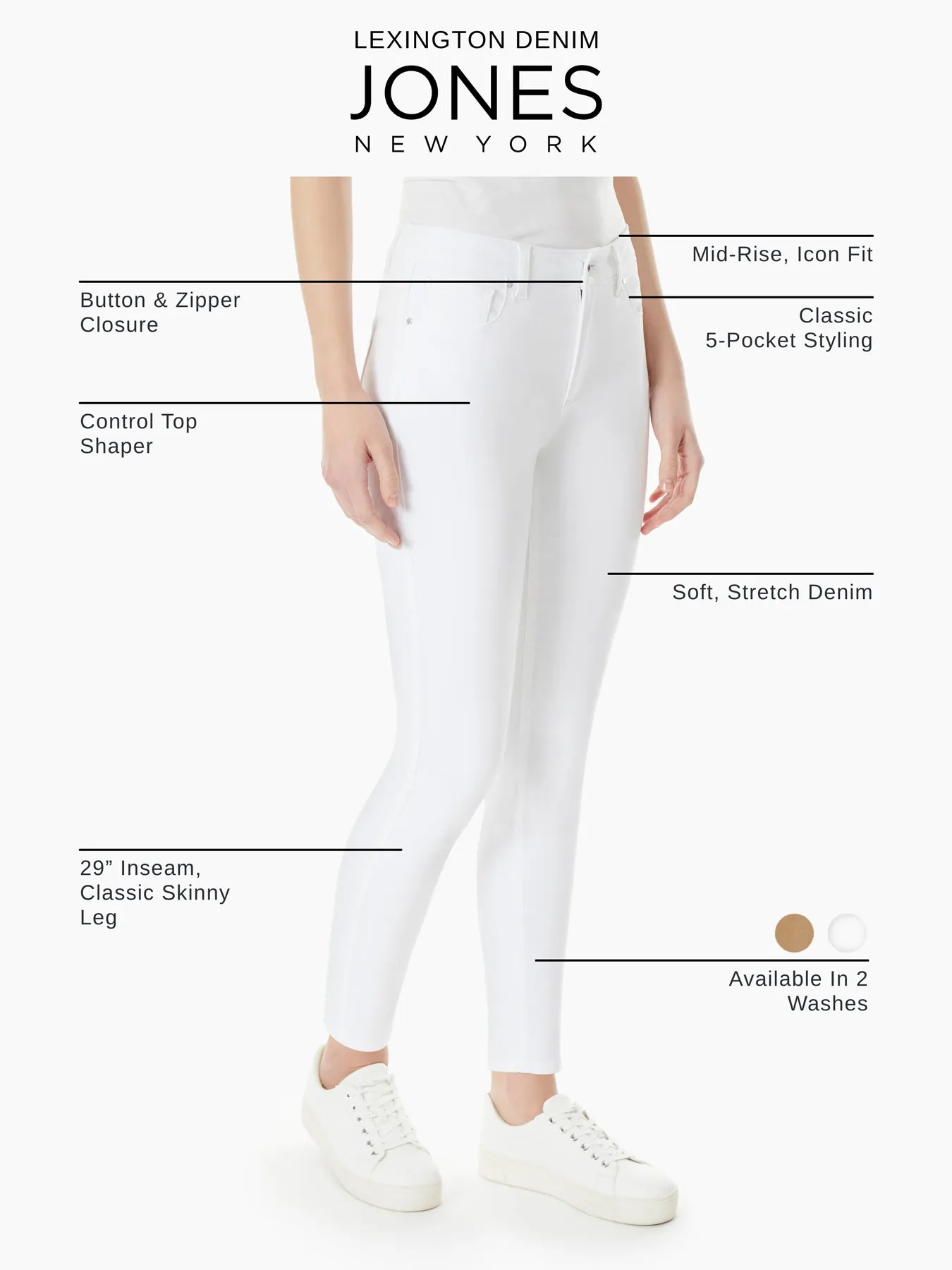 Lexington Skinny Jeans, Soft White