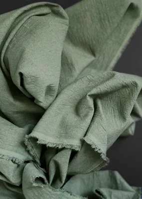 Linen Cotton Crinkle Canvas, Fern Green