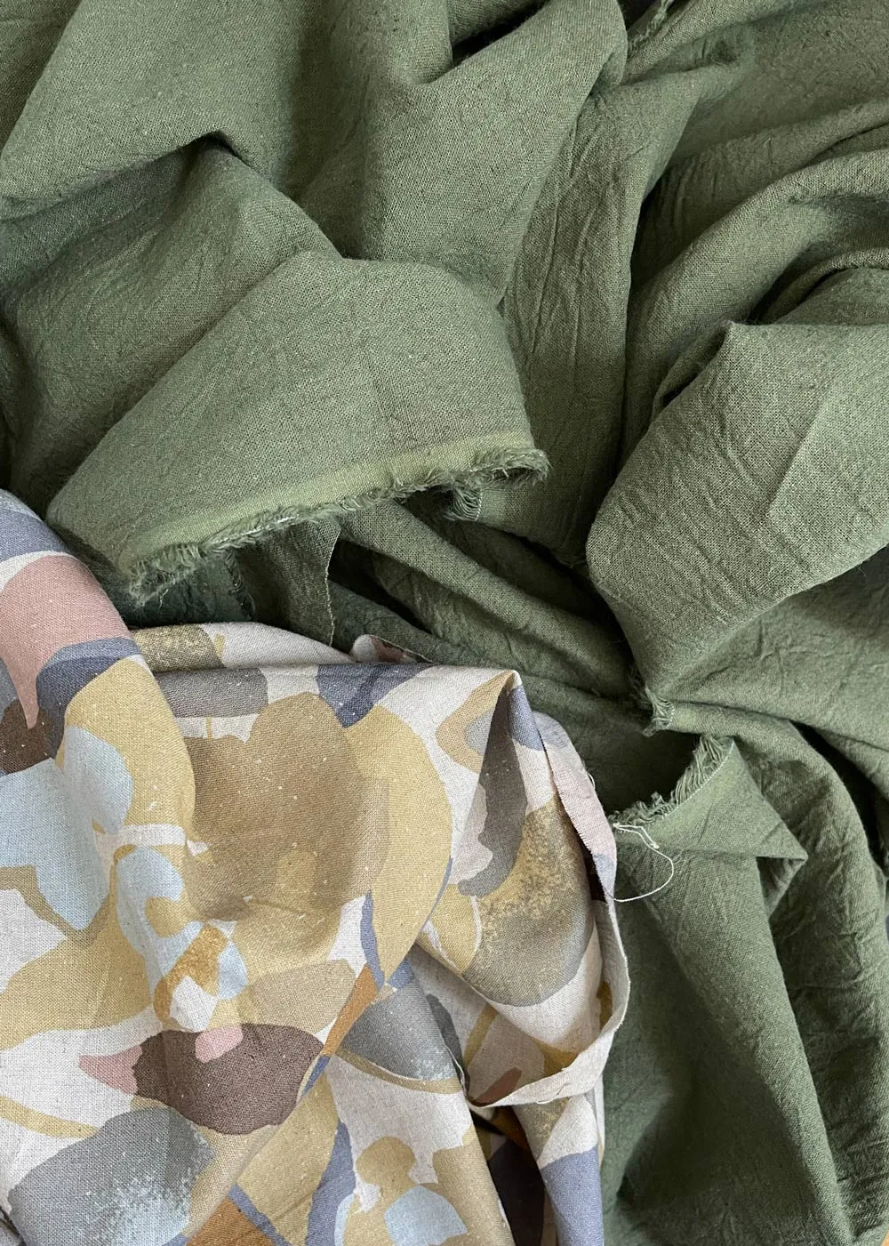 Linen Cotton Crinkle Canvas, Fern Green