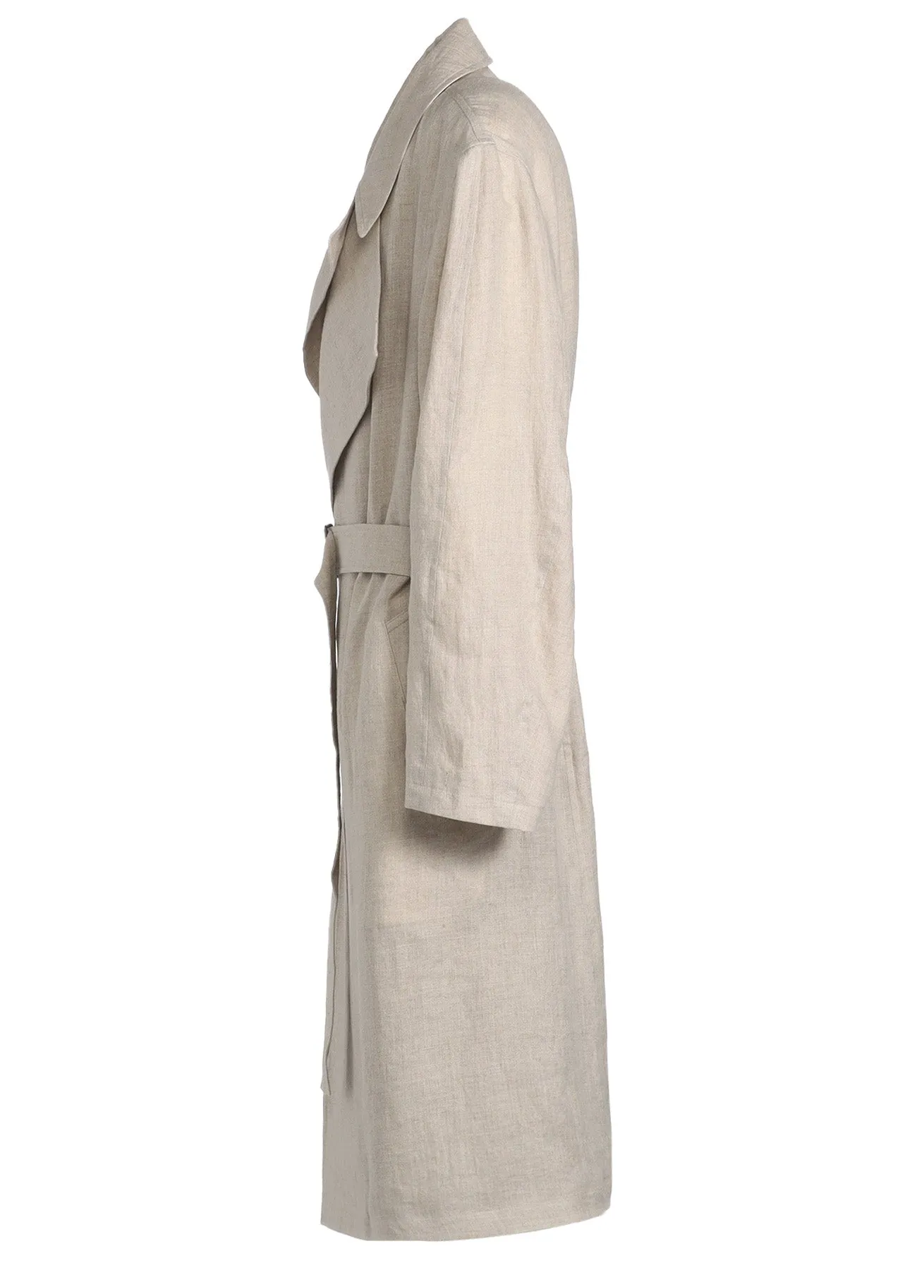 LINEN GAUZE DOUBLE-BREASTED COAT WITH DOUBLE-TAILORED LEFT FRONT