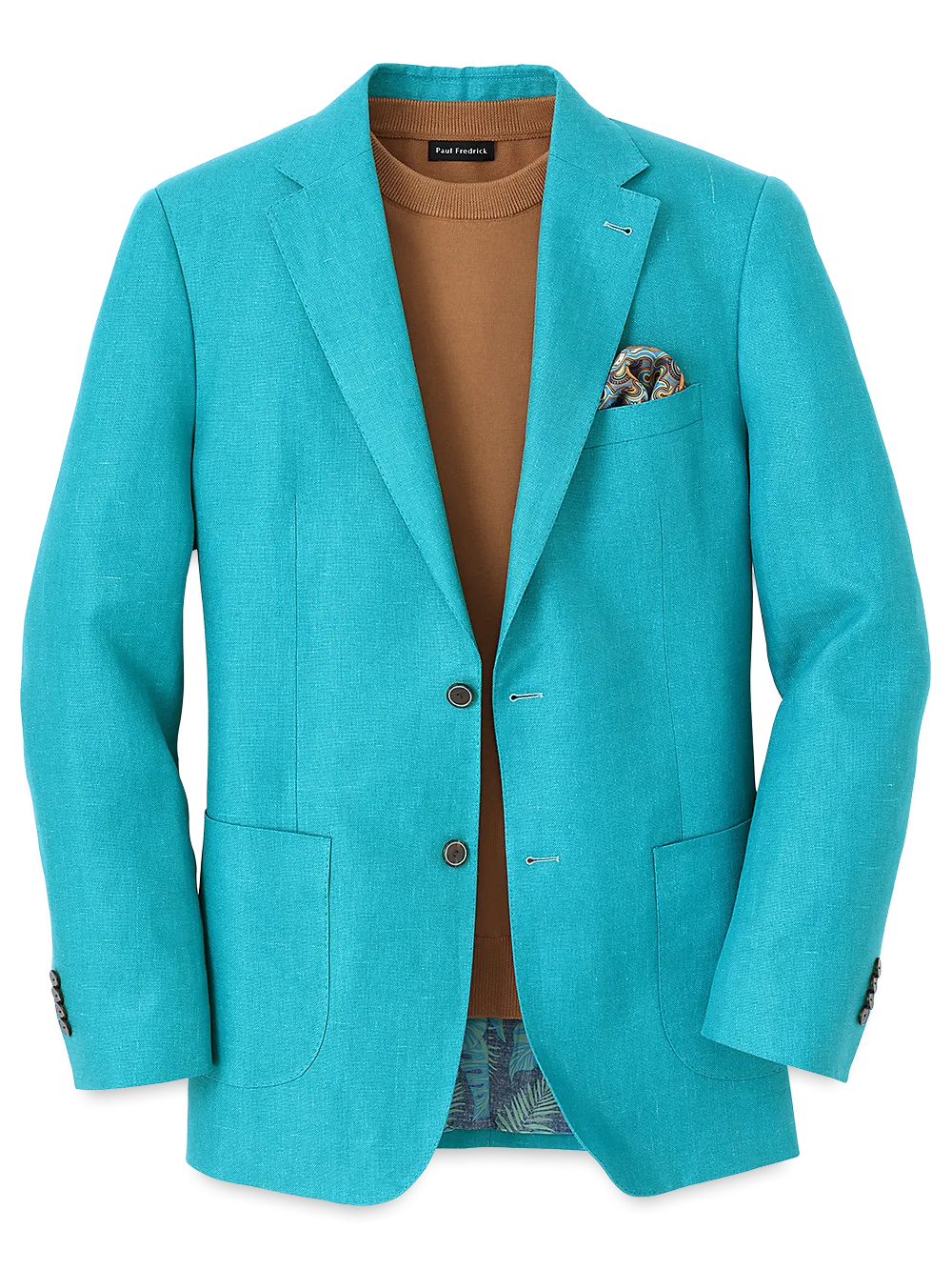 Linen Notch Lapel Sport Coat - Teal