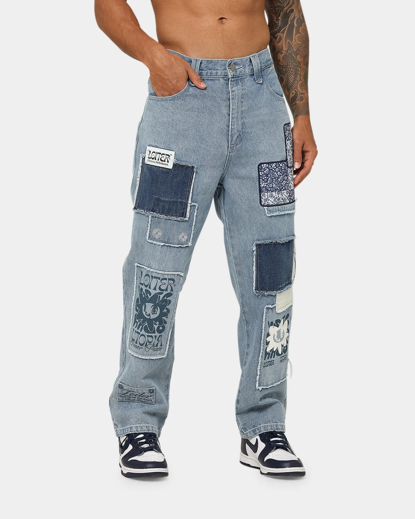 Loiter Utopia Patchwork Jeans Washed Blue