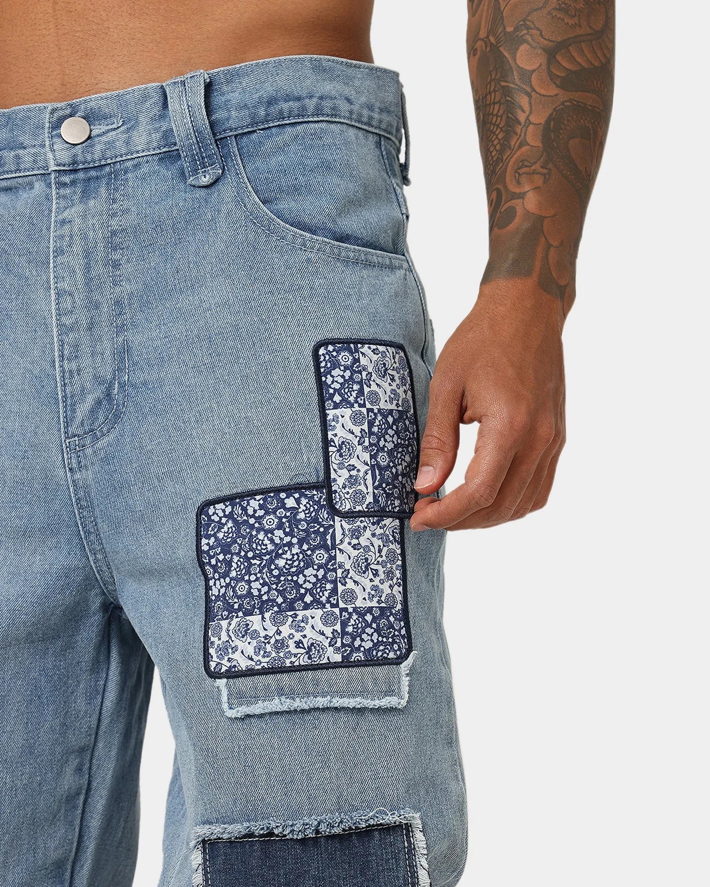 Loiter Utopia Patchwork Jeans Washed Blue