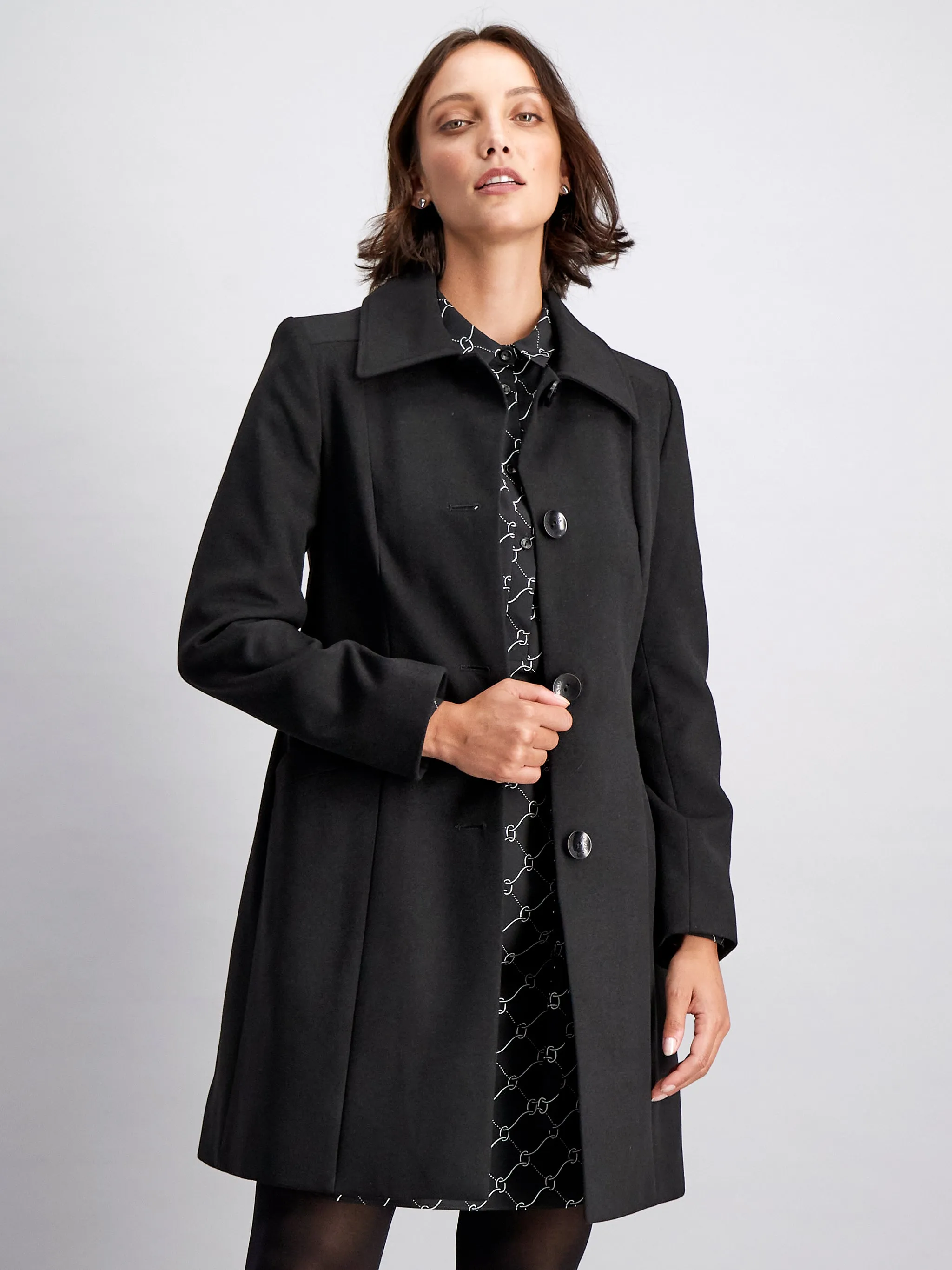 Lynn classic melton coat - black