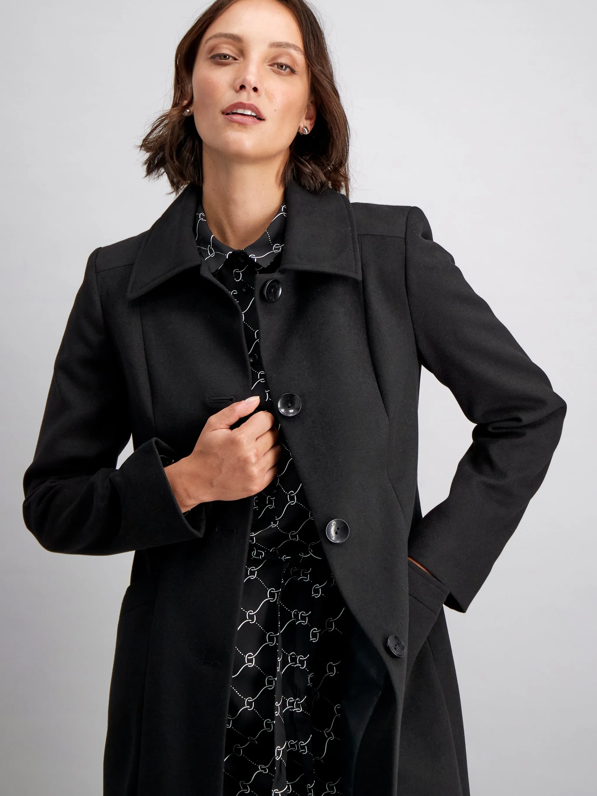 Lynn classic melton coat - black