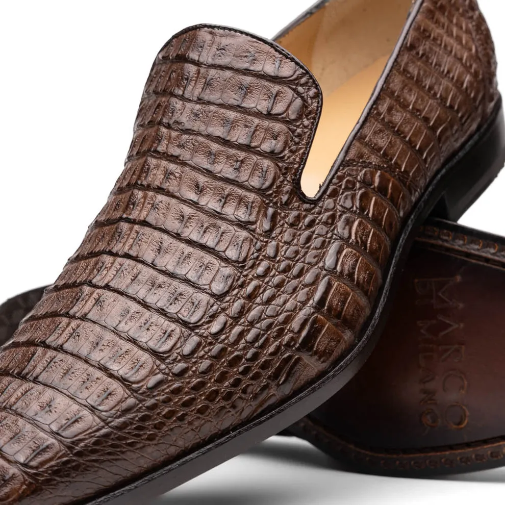 Marco Di Milano Trento Men's Shoes Genuine Caiman Crocodile Slip-On Loafers (MDM1115)