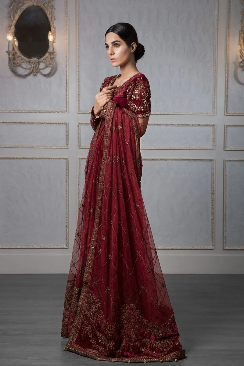 MARIA.B MBROIDERED Wedding Edition 2017 – Maroon (BD-1209)