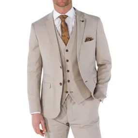 Men's Blazer Beige Birdseye Sport Coat Tailored Fit Summer Suit Jacket