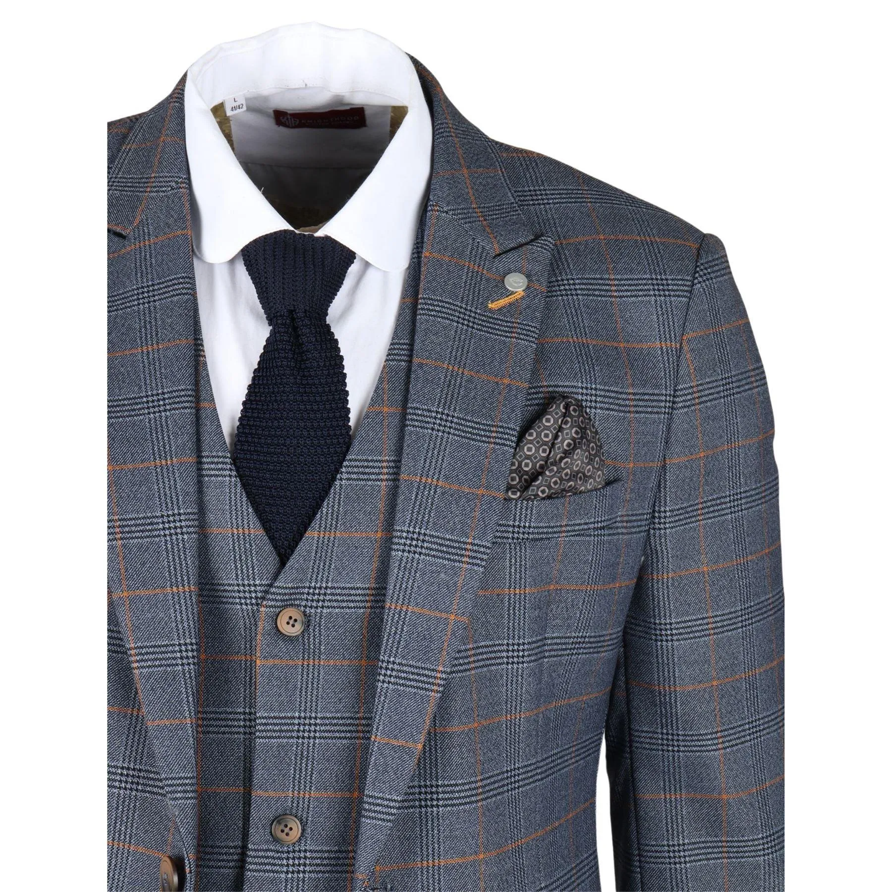 Men's Blazer Navy Checked Classic Sport Coat Plaid Tailored Fit