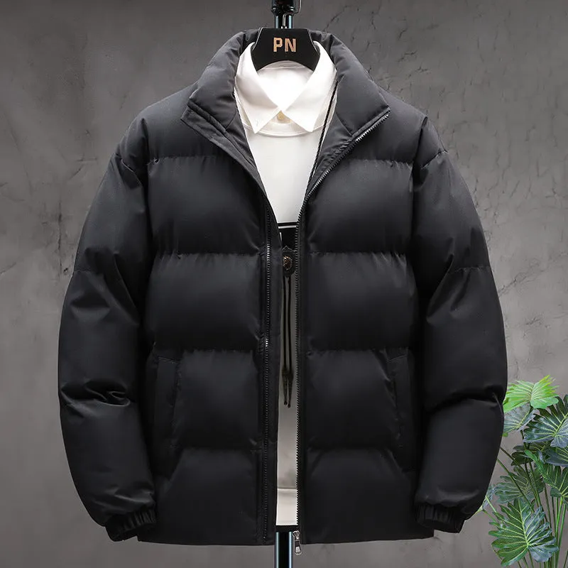 Men’s Casual Warm Velvet thicken Solid Color bubble Jacket