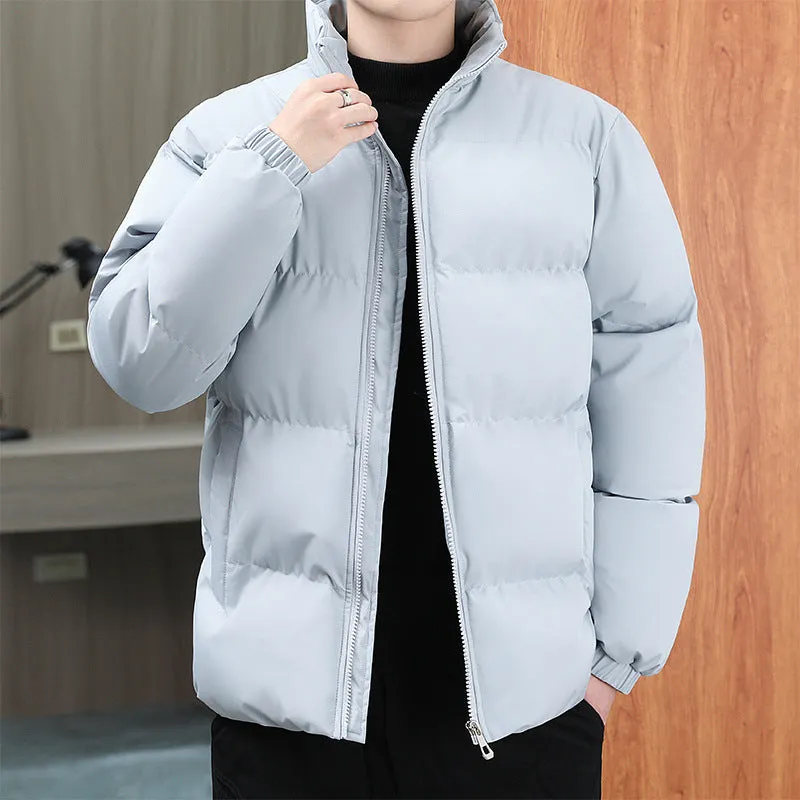 Men’s Casual Warm Velvet thicken Solid Color bubble Jacket