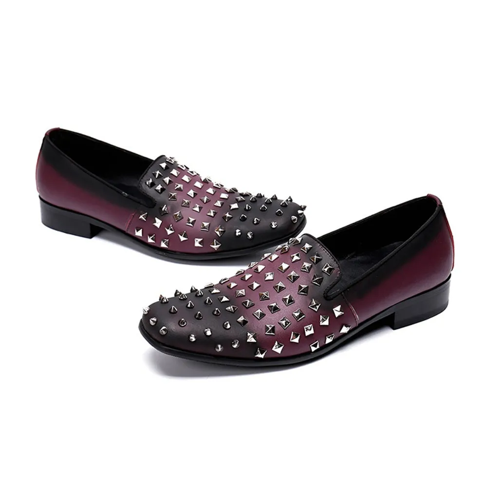 Mens Slip On Rivet Loafer Shoes