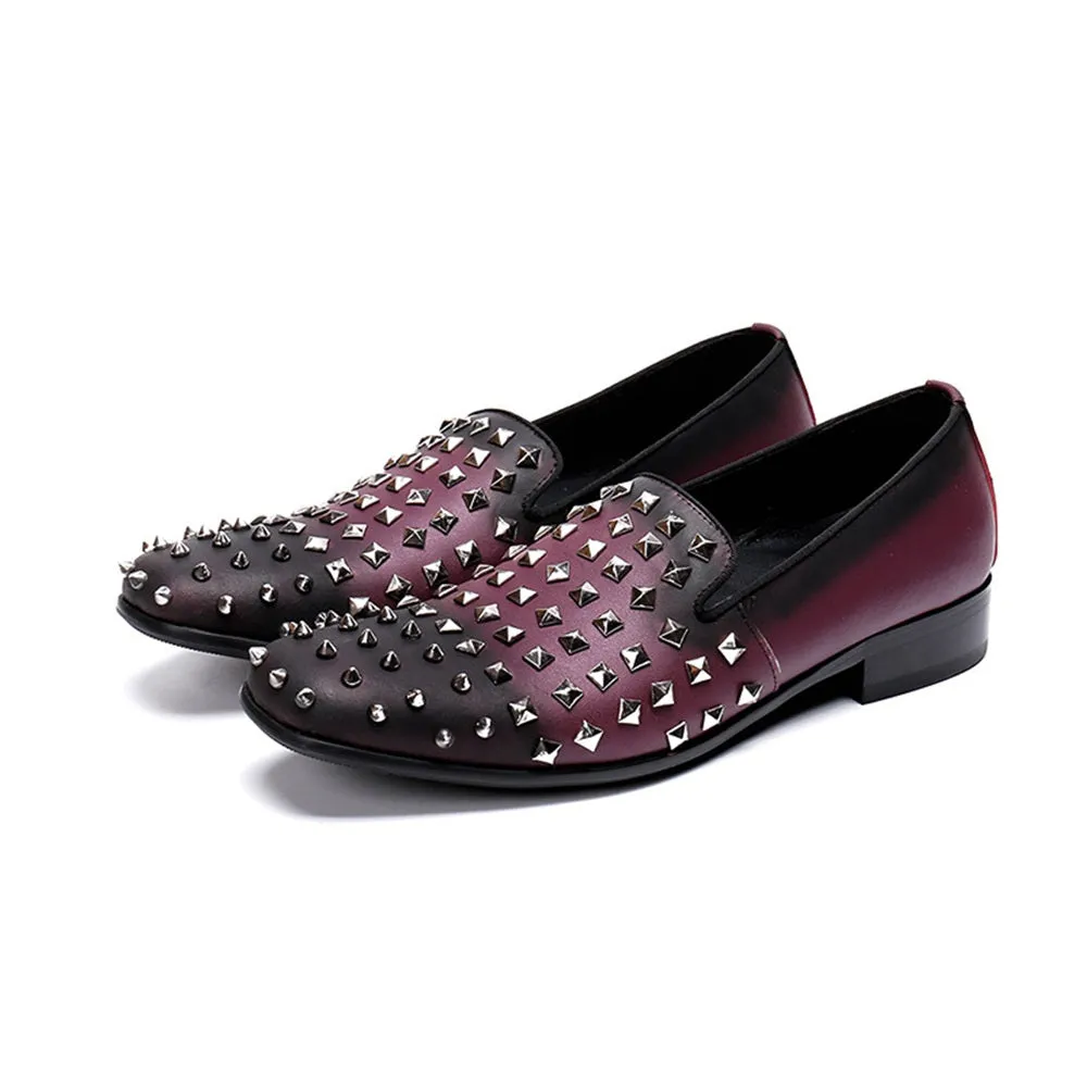 Mens Slip On Rivet Loafer Shoes