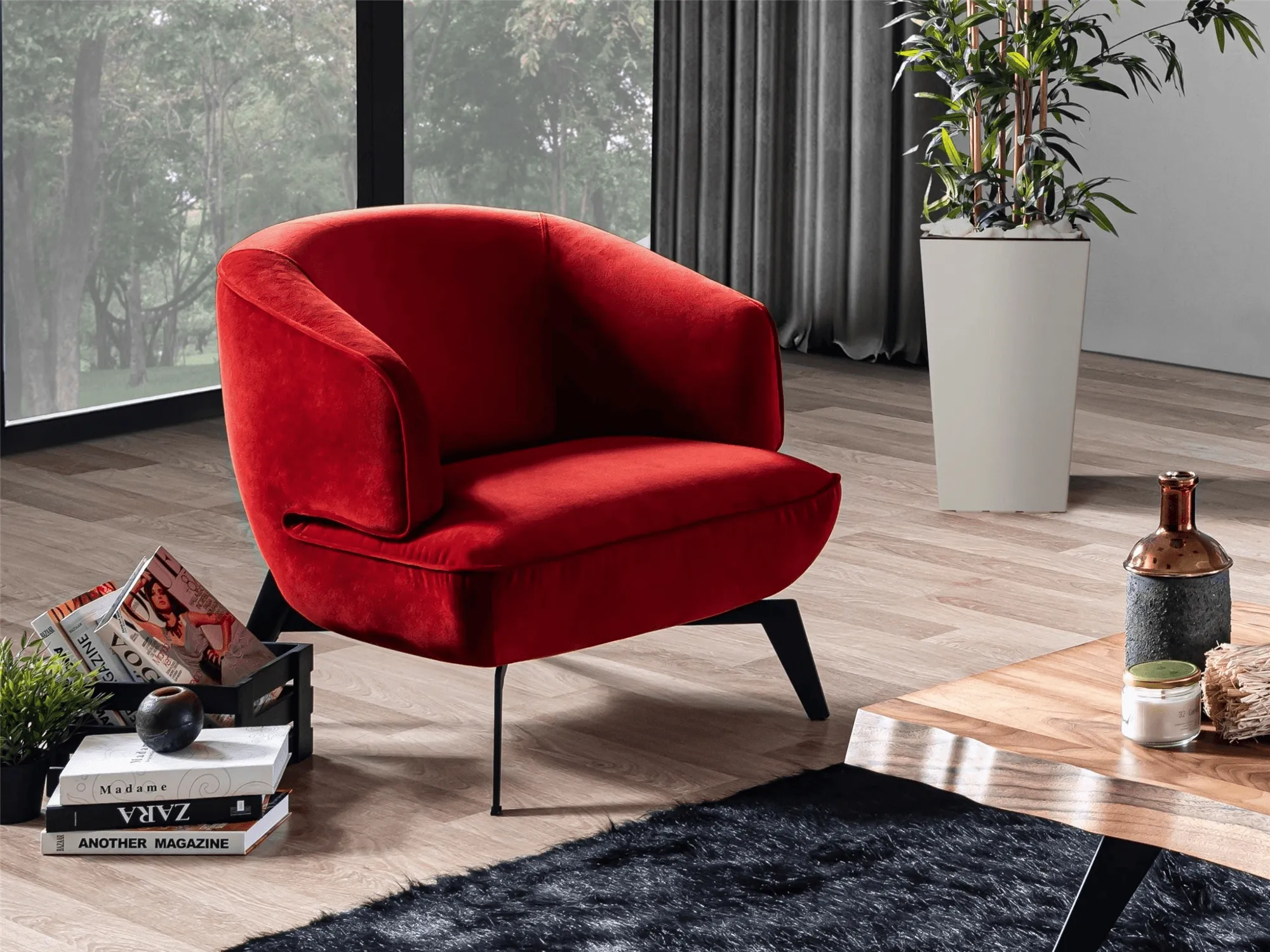 Mersin Accent Chair Red