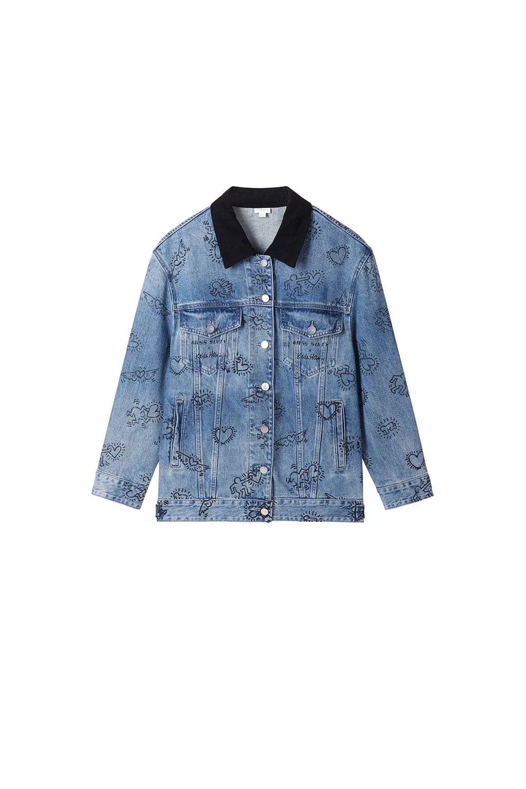 Miss Sixty x Keith Haring Capsule Collection Contrast Color Lapel Denim Jacket