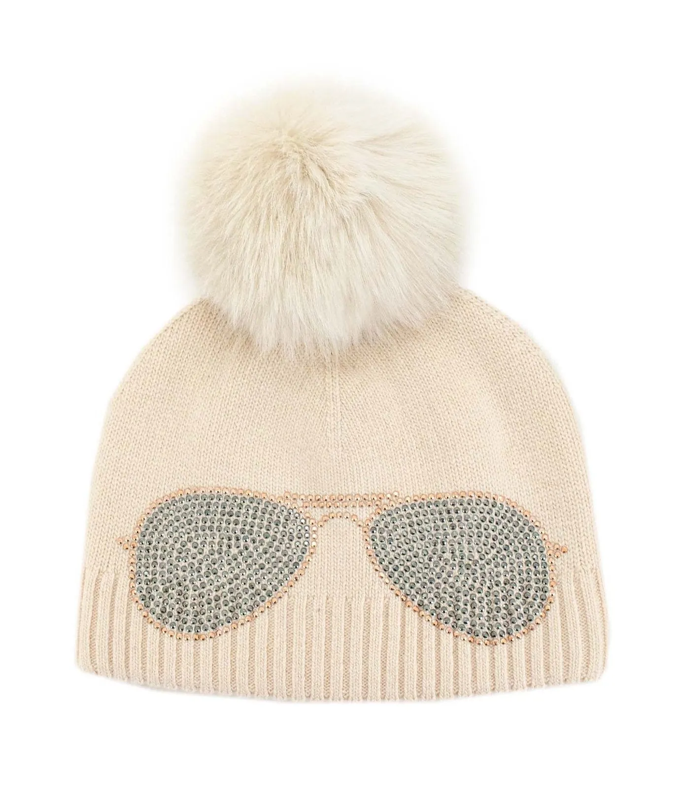 Mitchie's Matchings | Aviator Knitted Hat with Fox Fur Pom