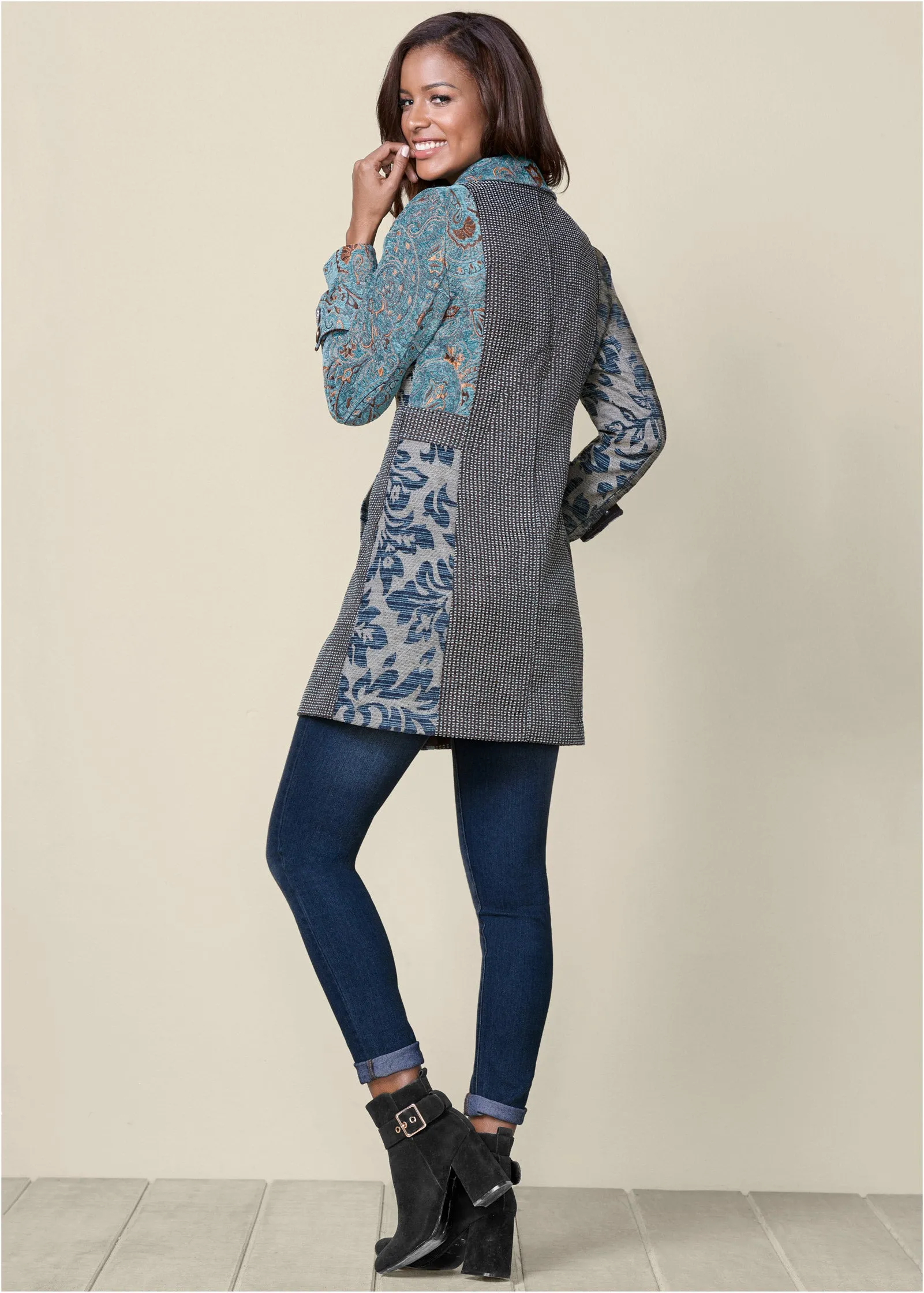 Mixed Print Coat - Multi