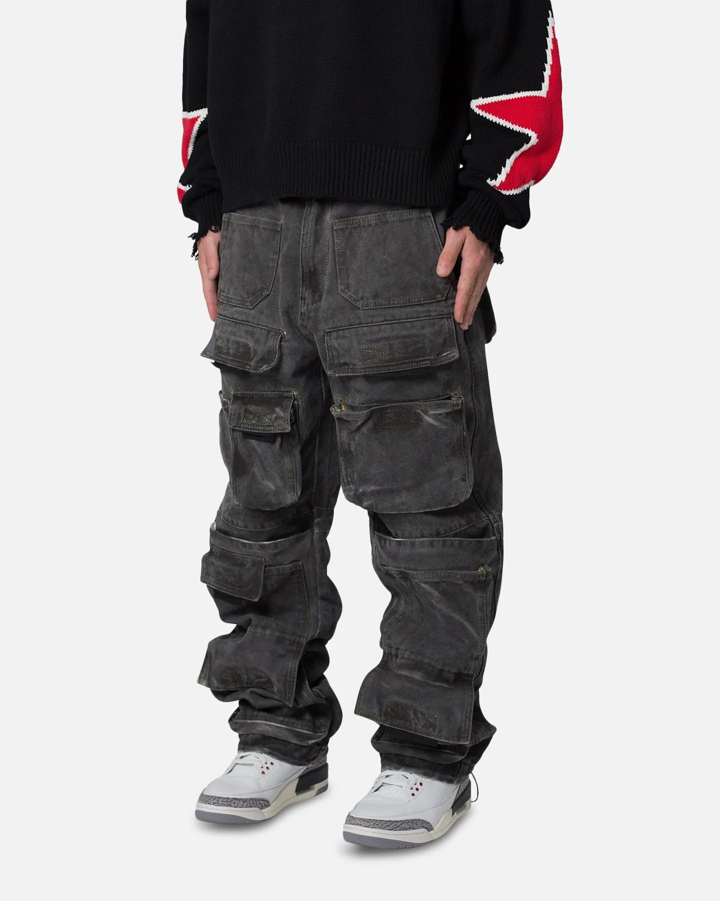 MNML Baggy Skater Cargo Denim Jeans Black