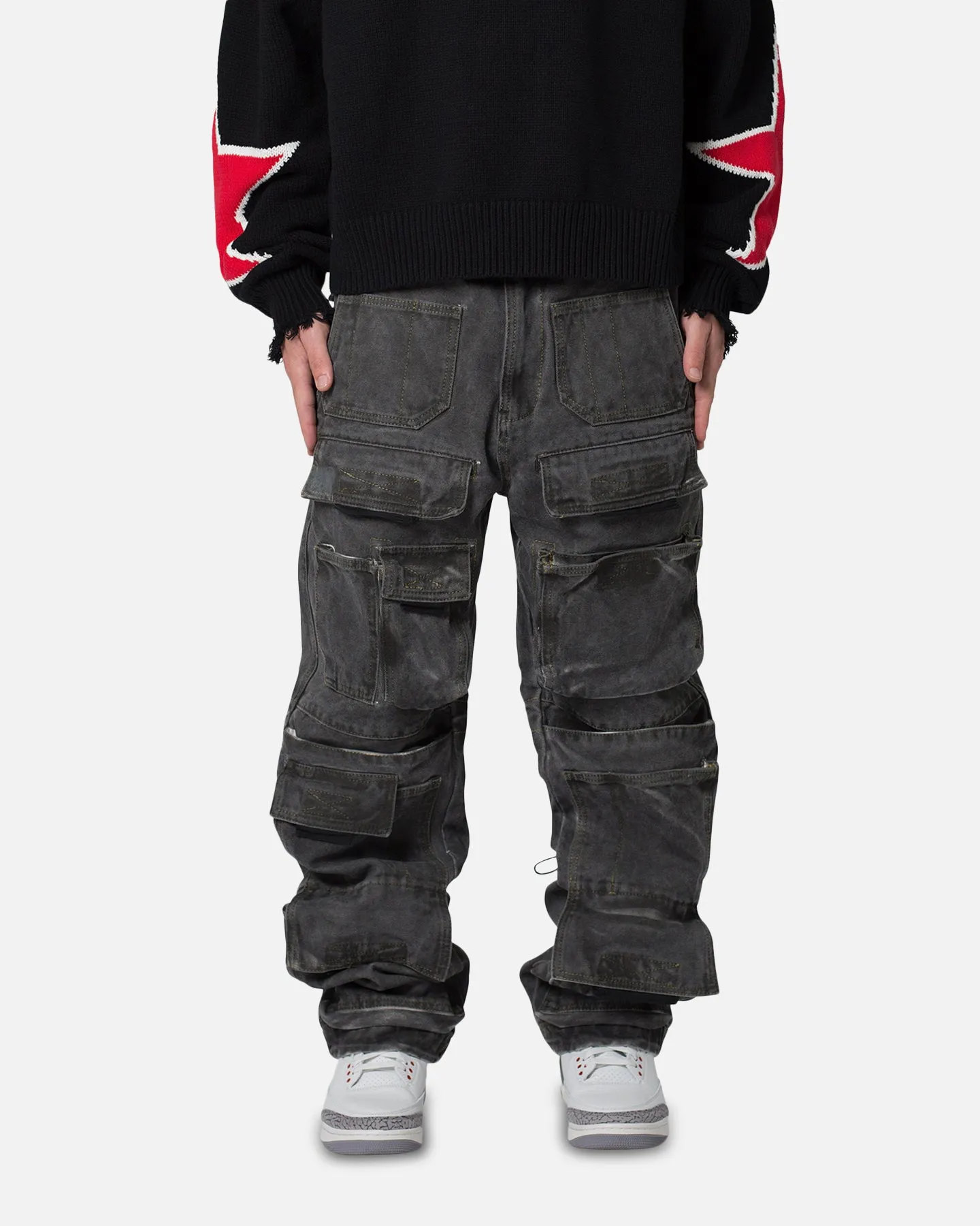 MNML Baggy Skater Cargo Denim Jeans Black