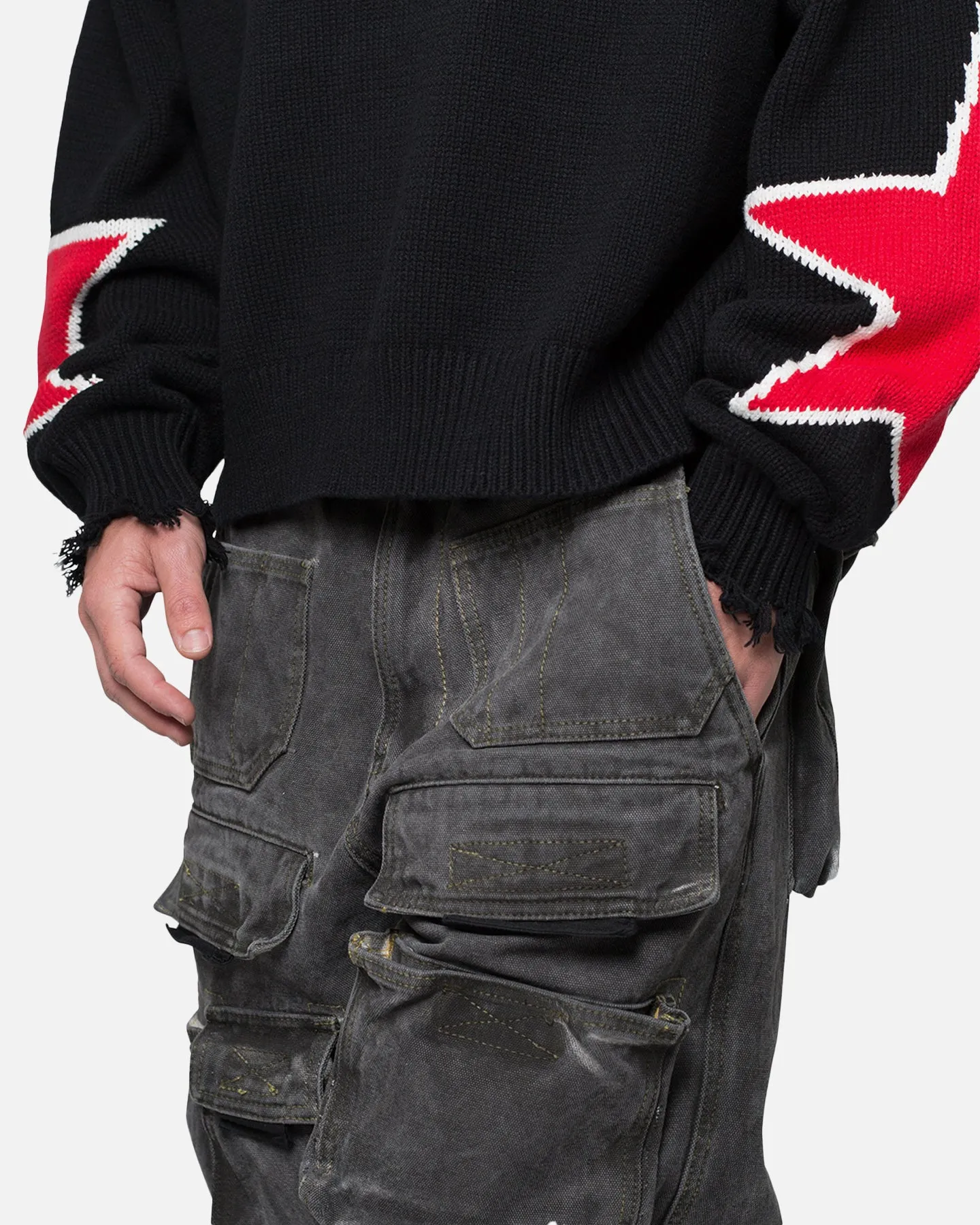 MNML Baggy Skater Cargo Denim Jeans Black