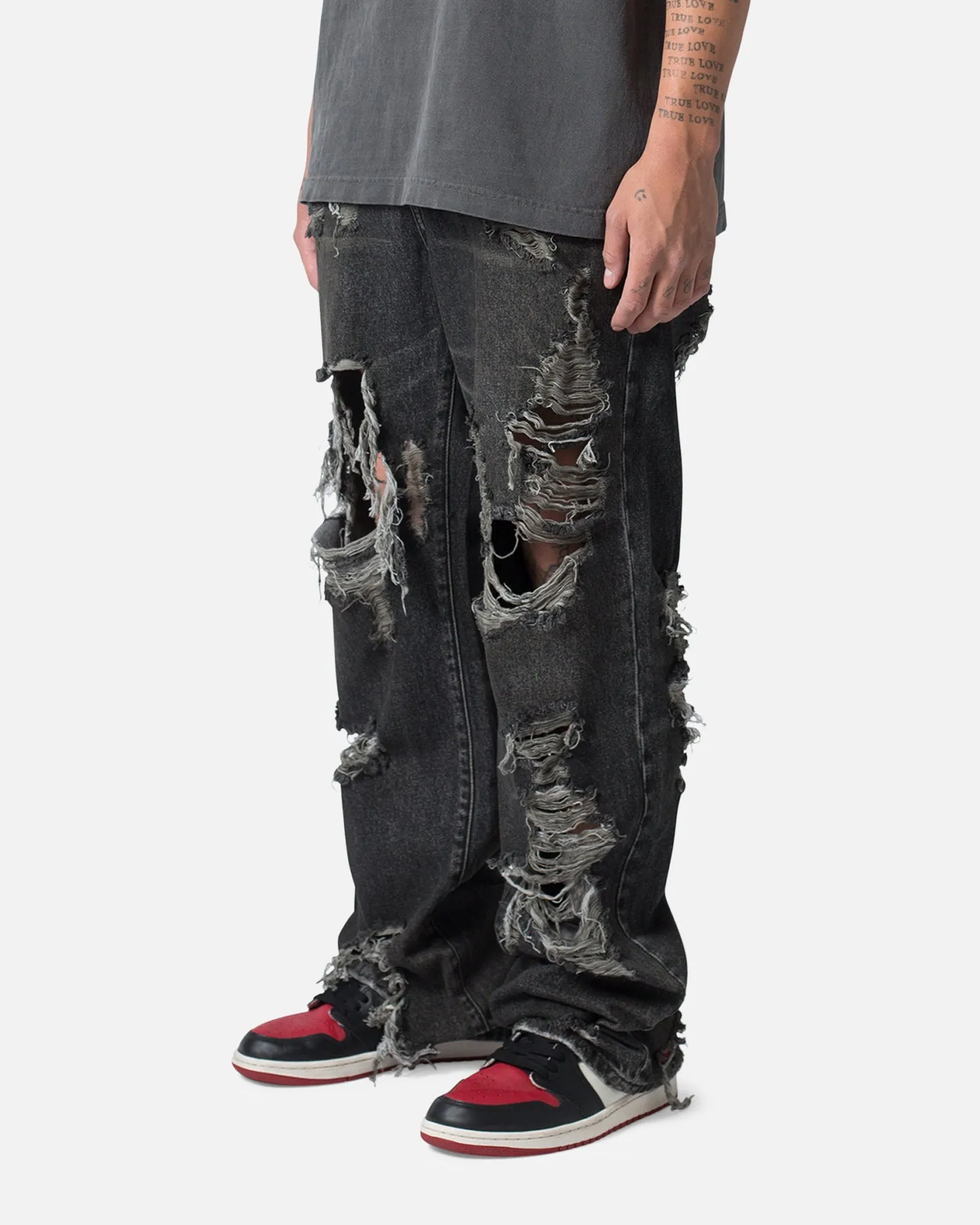 MNML Ultra Baggy Decimated Denin Jeans Black