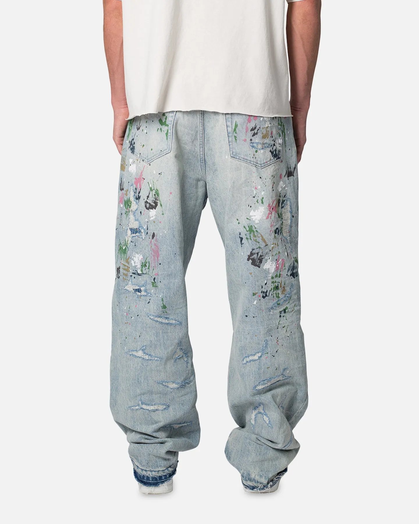 MNML Ultra Baggy Paint Denim Jeans Blue