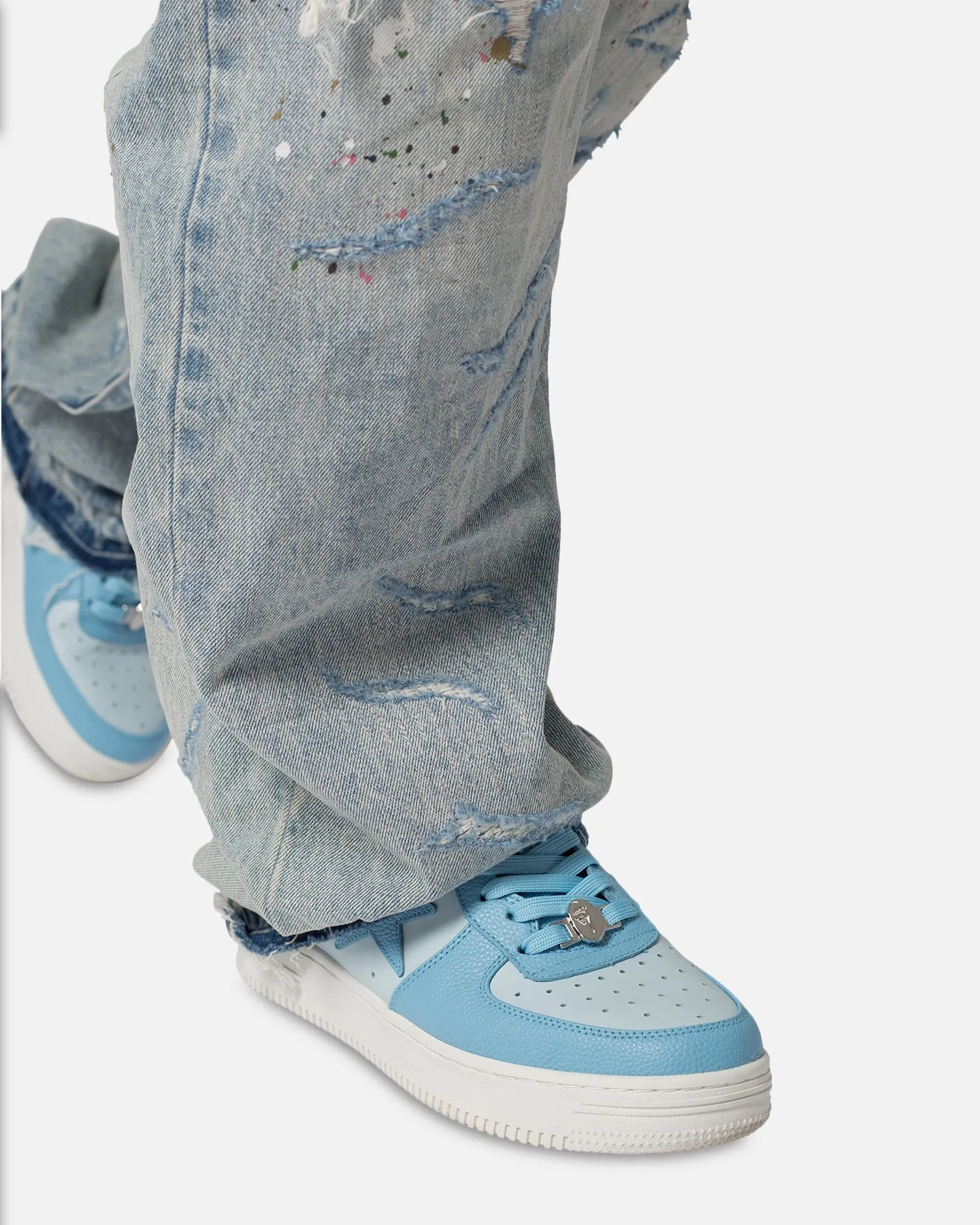 MNML Ultra Baggy Paint Denim Jeans Blue