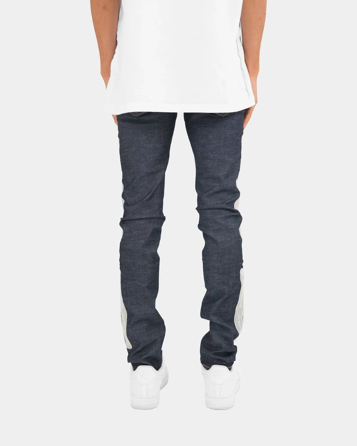 MNML X199 Stretch Skeleton Denim Jeans Raw Blue