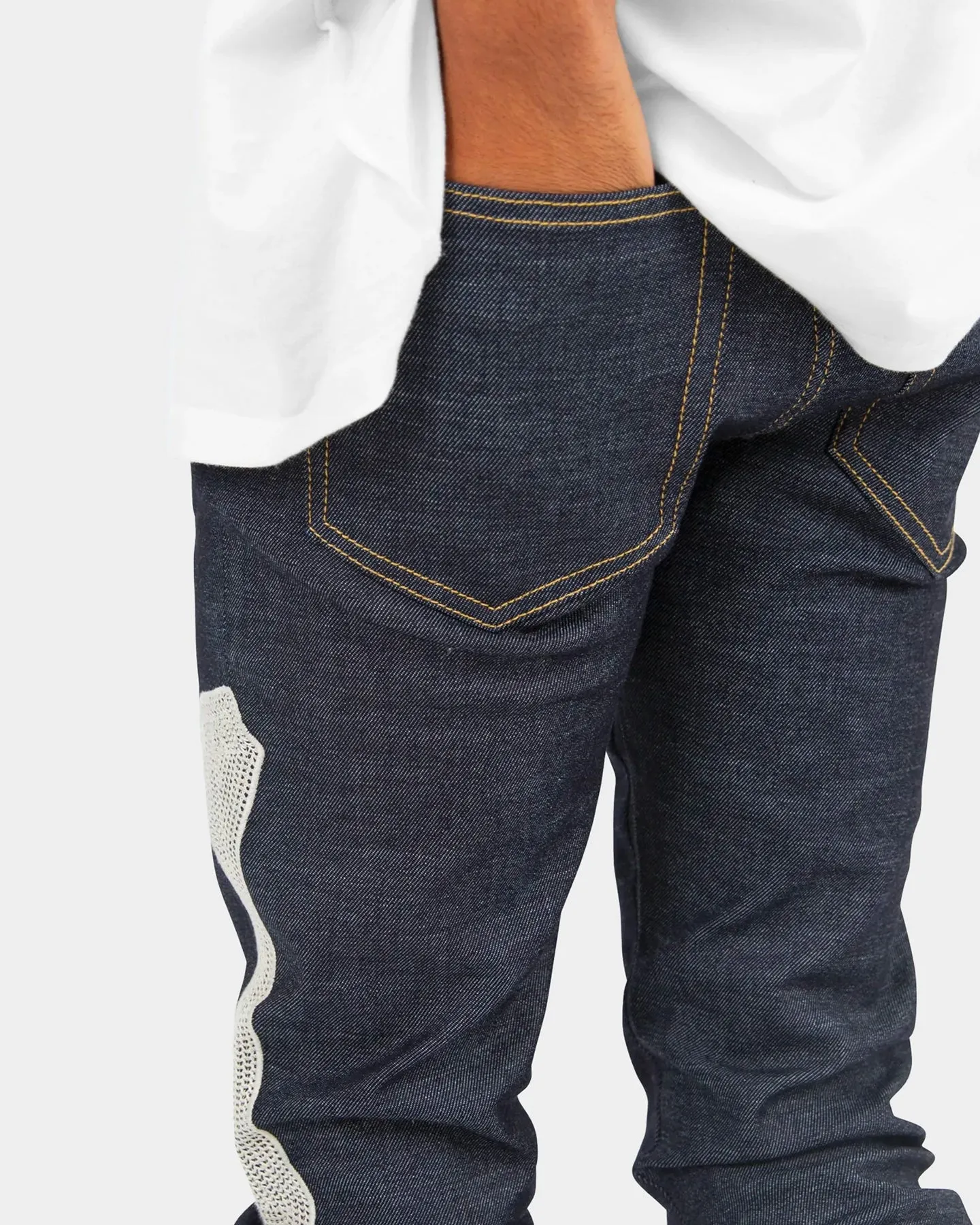 MNML X199 Stretch Skeleton Denim Jeans Raw Blue