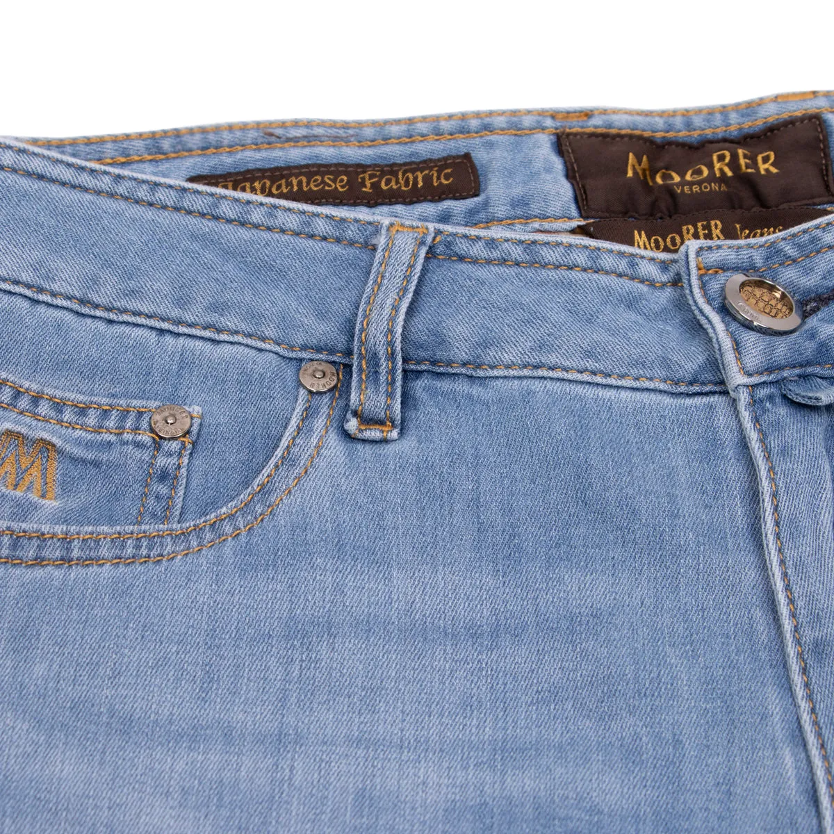 Moorer Light Natural Indigo Slim Fit 'Credi' Denim Jeans