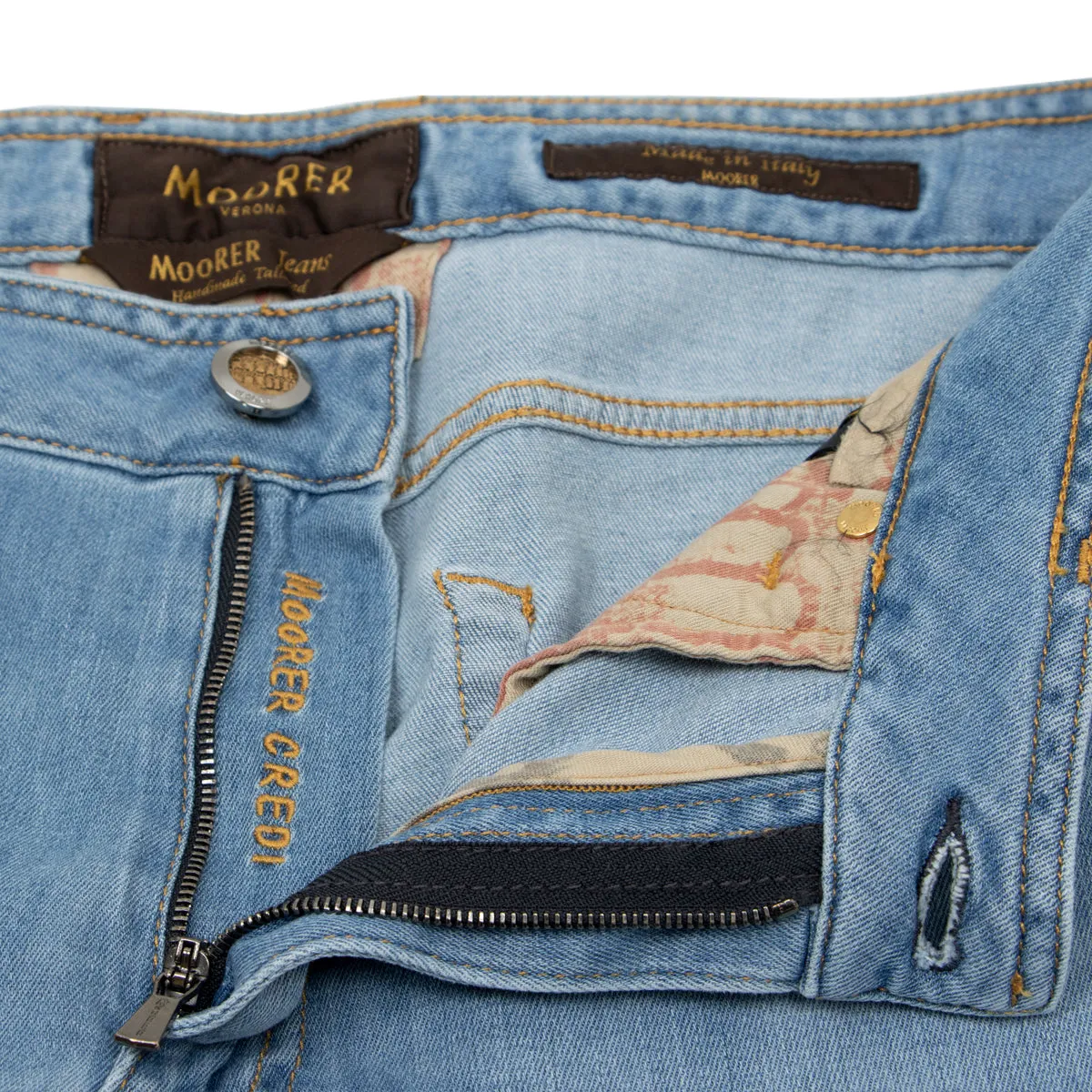 Moorer Light Natural Indigo Slim Fit 'Credi' Denim Jeans