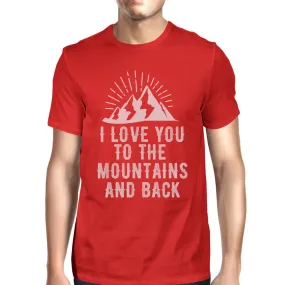 Mountain And Back Men's Red Crew Neck T-Shirt Gift Ideas For Dads