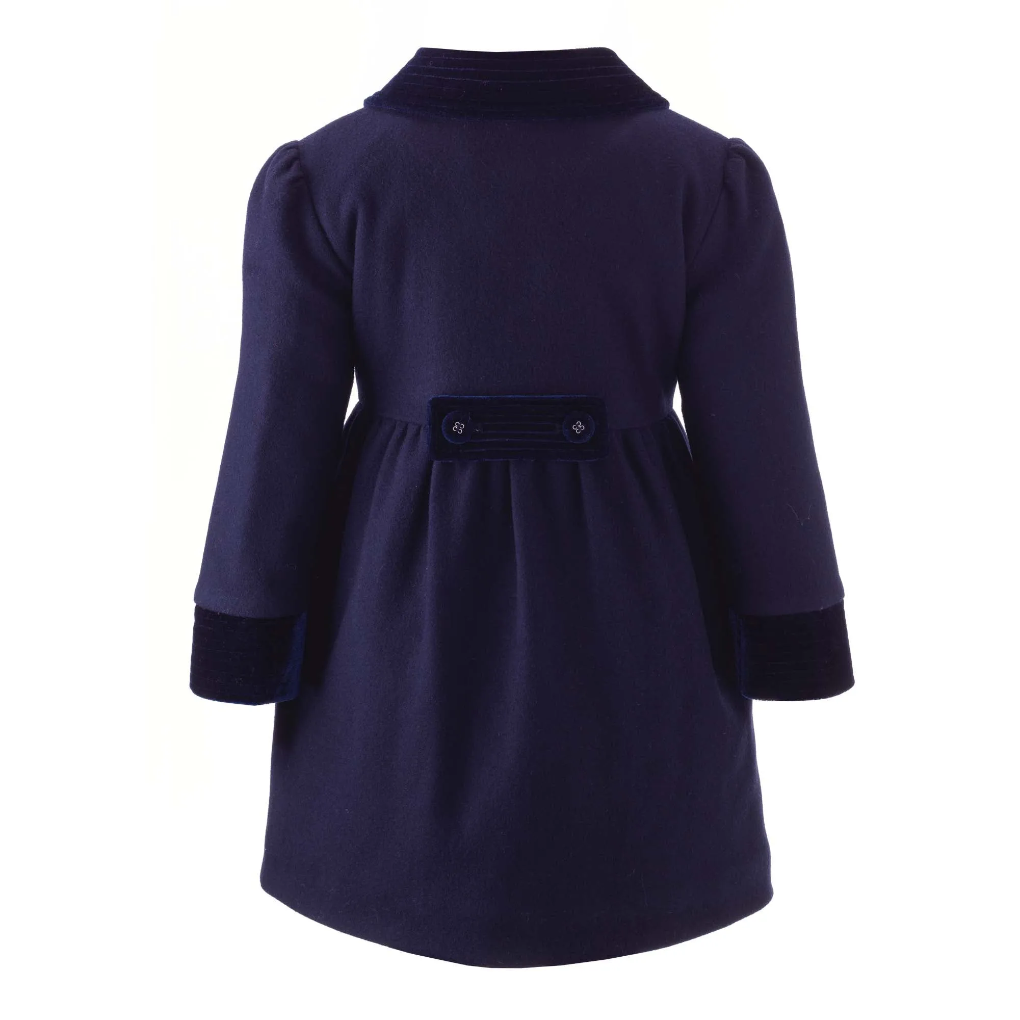 Navy Velvet Trimmed Dress Coat