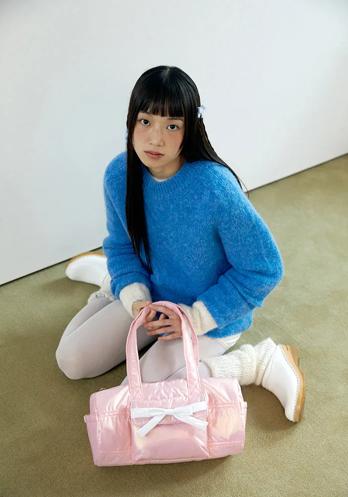 [NEFNEF] Winter23 glossy ribbon duffle bag_pink