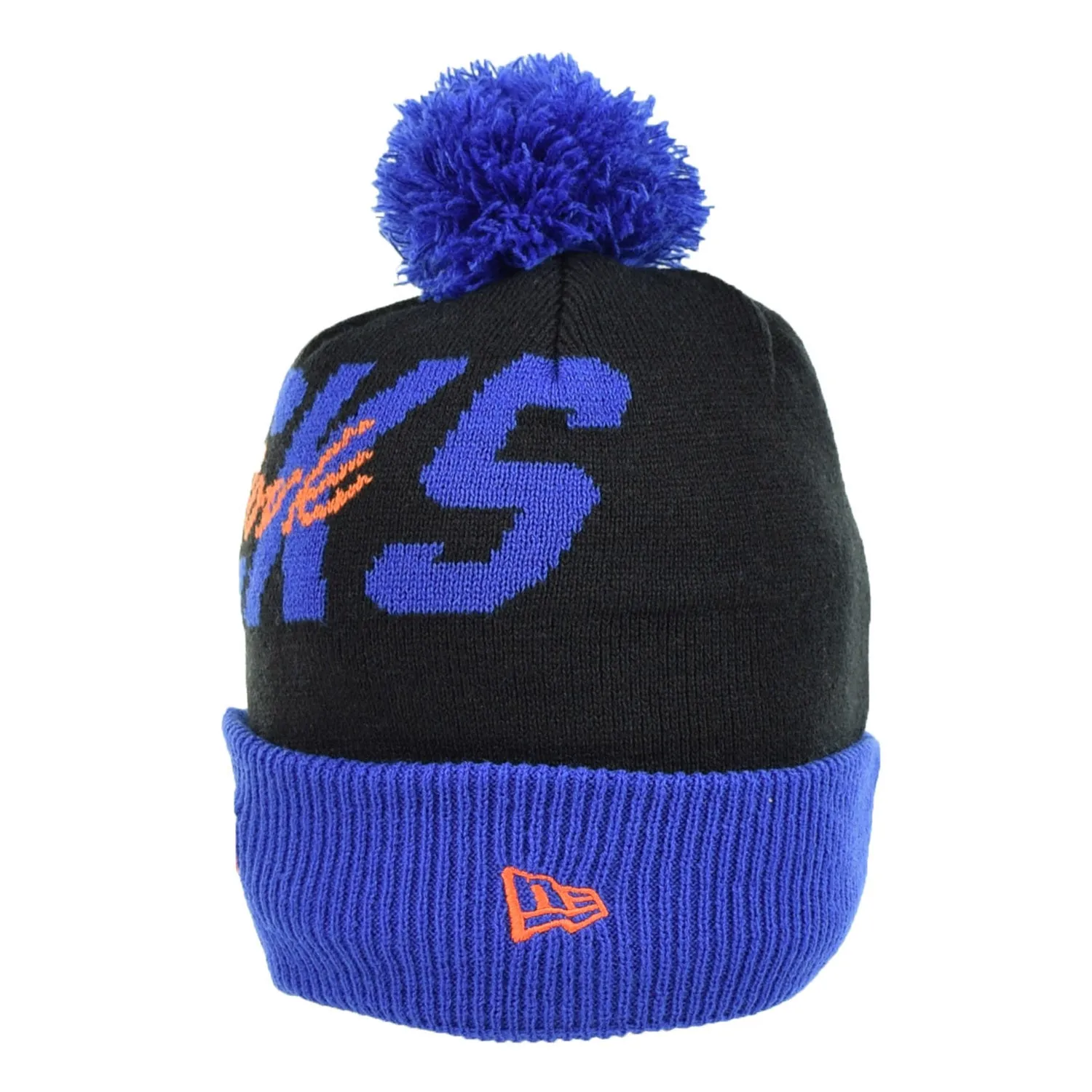 New Era New York Knicks Confident Cuffed Knit Men's Beanie with Pom Black-Blue